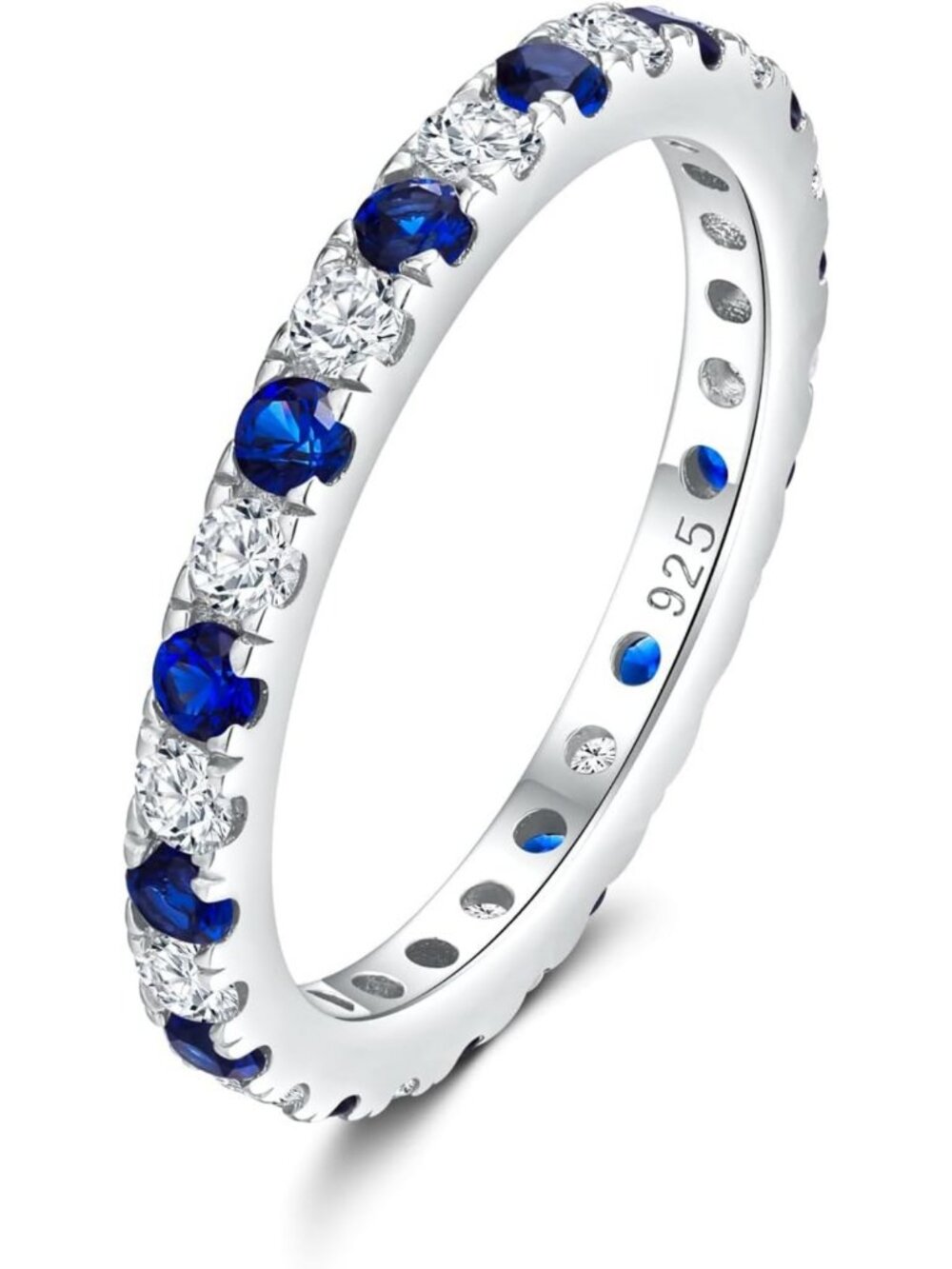 Colorful Birthstone Eternity Band Ring for Women, Stackable 925 Silver/Gold